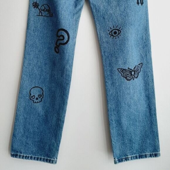 Rustler Blue High Rise Women Jeans with Black Graphics - Picture 10 of 16